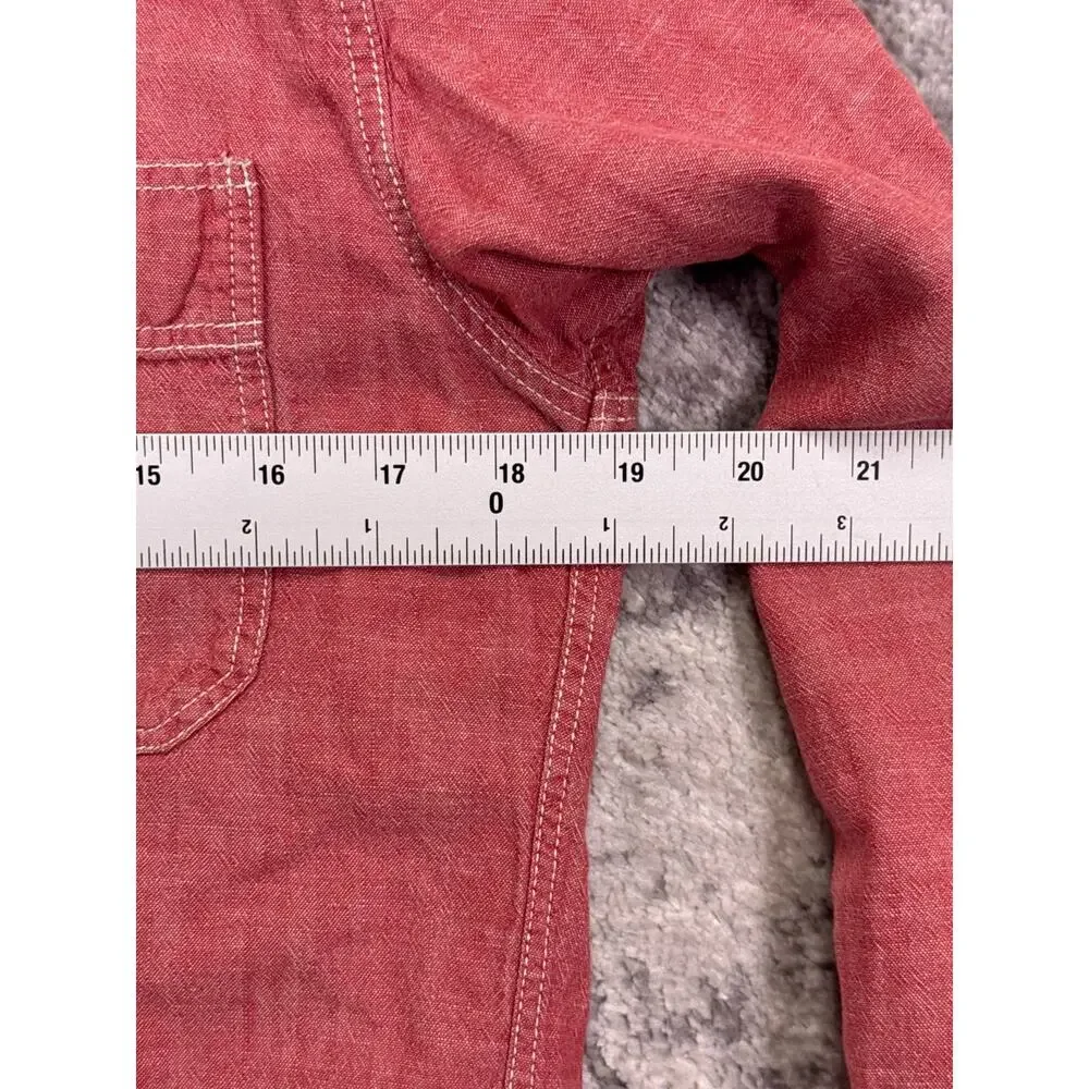 Vintage J Crew Selvedge Chambray Work Shirt Small Mens Red Cotton Linen